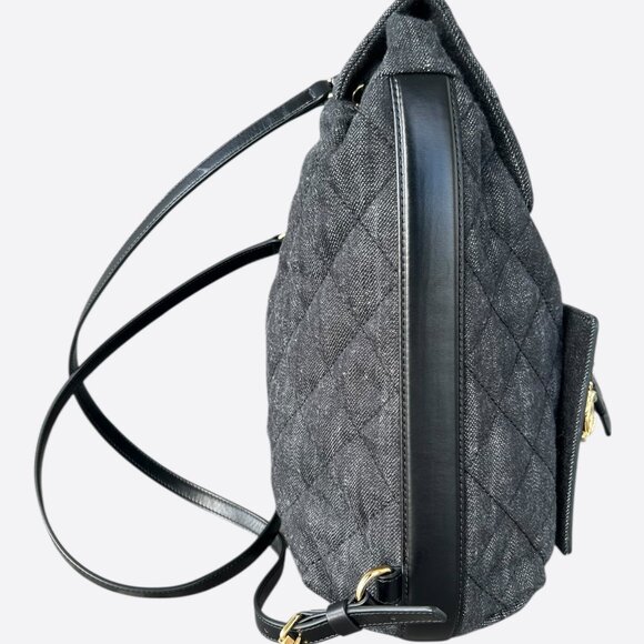 Chanel Dark Grey Denim Quilted Flap Backpack - Picture 2 of 7